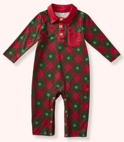 Christmas Plaid Boy Romper