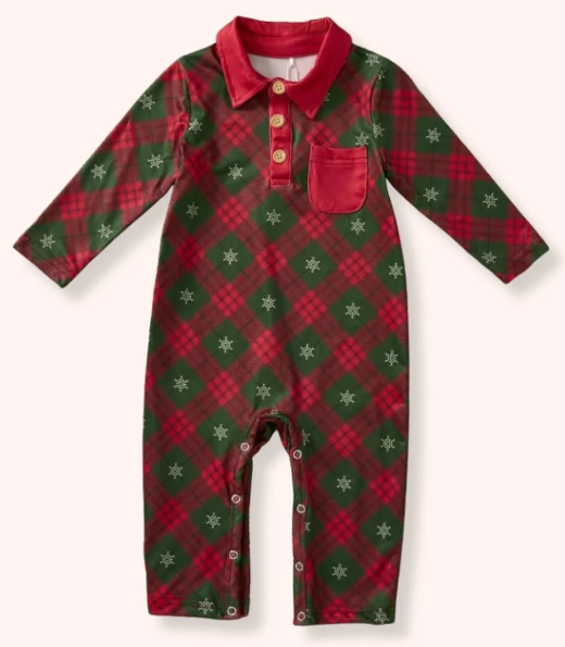 Christmas Plaid Boy Romper